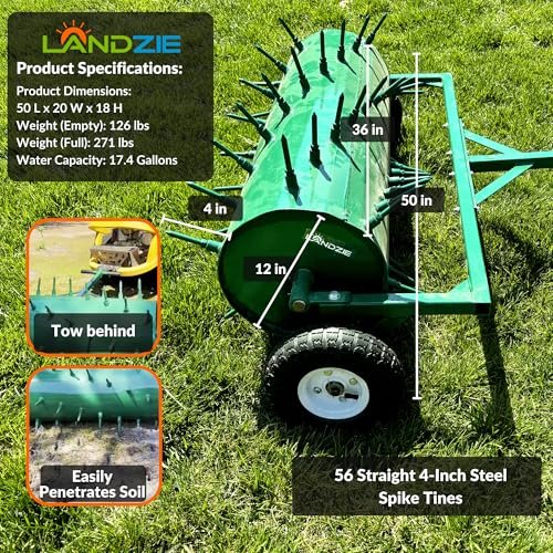 Landzie Tow Behind Aerator Lawn Tool - Pull Behind Aerator Lawn Aerator Roller Barrel Spike Aerator Lawn Roller Water Filled - Lawn Aerator Tool Aeration Tool for Lawn
