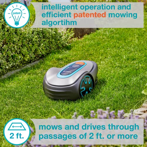 GARDENA 15202-41 SILENO Minimo - Automatic Robotic Lawn Mower, with Bluetooth app and Boundary Wire, one of The quietest in its Class, for lawns up to 5400 Sq Ft, Made in Europe, Grey