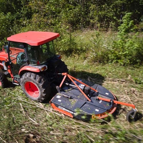 Titan Attachments 6 FT PRO Series Rotary Cutter, for Cat 1 Tractors with Rear 3 Point Hitch, Cast Iron Gear Box with Slip Clutch PTO Shaft, Brush Cutter Attachment, Mulches with Rear Discharge