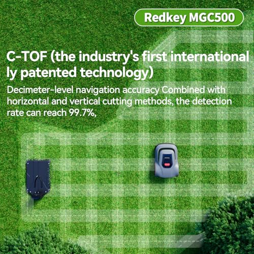 Redkey MGC500 Robot Lawn Mower with 393ft Boundary Wires for 0.12 Acre (1/8 Acre), 45° Slope, 70Mins Runtime, Auto Recharge, Automatic Robotic Lawn Mower w/Precise Location & Breakpoint Detection