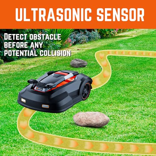 MowRo RM24PRO Robot Lawn Mower with Bluetooth App Control Ultrasonic Sensor Metal Plate 1/4 Acre 20 Degrees Slope for Small to Medium Yards