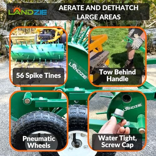 Landzie Tow Behind Aerator Lawn Tool - Pull Behind Aerator Lawn Aerator Roller Barrel Spike Aerator Lawn Roller Water Filled - Lawn Aerator Tool Aeration Tool for Lawn