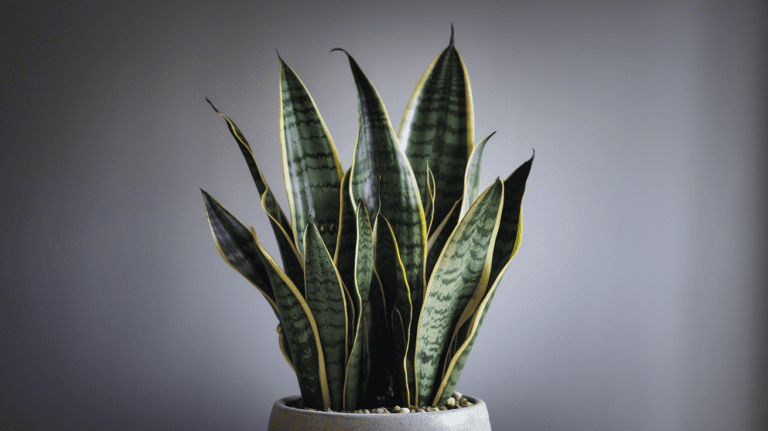 "Sleek potted snake plant with rich green leaves in well-draining soil, ideal for optimal snake plant care"