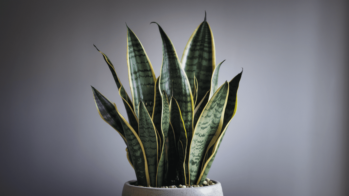 "Sleek potted snake plant with rich green leaves in well-draining soil, ideal for optimal snake plant care"